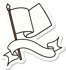 tattoo style sticker with banner of a flag