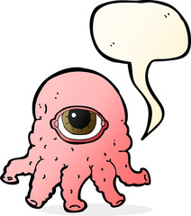 cartoon alien head with speech bubble
