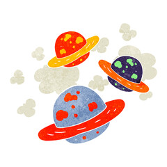 freehand retro cartoon planets