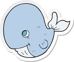 sticker of a cartoon happy whale