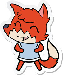 sticker of a happy cartoon fox
