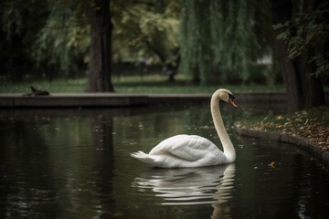 swan in the park. Generative AI