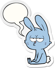 cute cartoon rabbit with speech bubble sticker