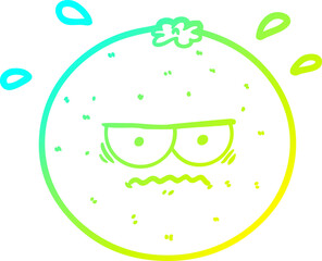 cold gradient line drawing of a cartoon angry orange