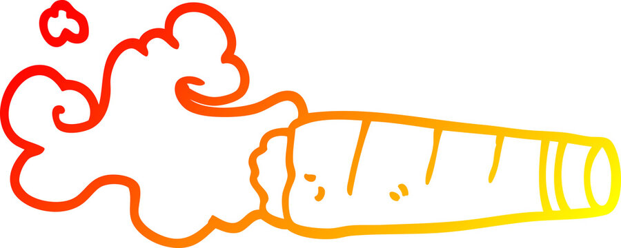 recommend clip art: warm gradient line drawing of a cartoon smoking cigar