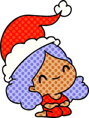 hand drawn christmas cartoon of kawaii girl