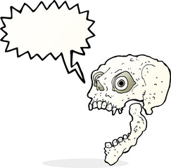 cartoon scary skull with speech bubble
