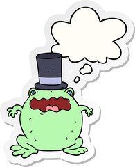 cartoon toad wearing top hat with thought bubble as a printed sticker