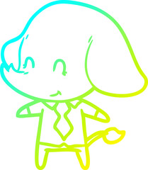 cold gradient line drawing of a cute cartoon elephant boss