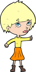 cartoon woman giving thumbs up symbol