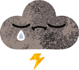 retro illustration style cartoon of a storm cloud