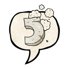 freehand speech bubble textured cartoon stone number five