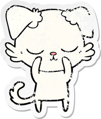 distressed sticker of a cute cartoon dog