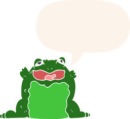cartoon toad with speech bubble in retro style