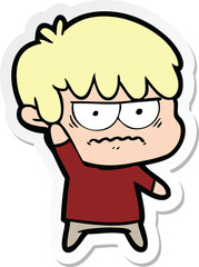 Obraz premium sticker of a annoyed cartoon boy