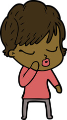 cartoon woman with eyes shut