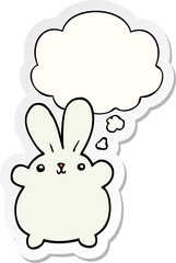 Obraz na płótnie Canvas cute cartoon rabbit with thought bubble as a printed sticker