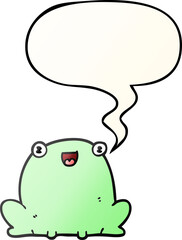 cute cartoon frog with speech bubble in smooth gradient style