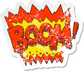 retro distressed sticker of a cartoon boom symbol