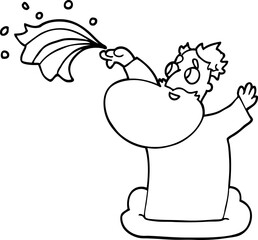 line drawing cartoon god creating universe