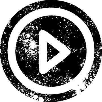 play button distressed icon symbol