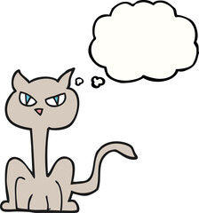 freehand drawn thought bubble cartoon angry cat