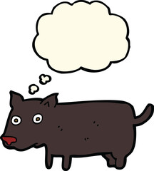 cartoon little dog with thought bubble