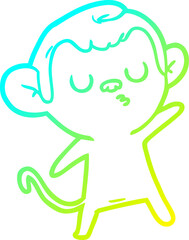cold gradient line drawing of a cartoon monkey