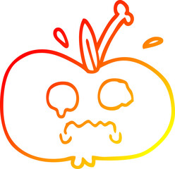 Obraz premium warm gradient line drawing of a cartoon of a sad apple