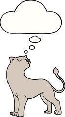 cartoon lioness with thought bubble