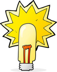 freehand drawn cartoon old light bulb