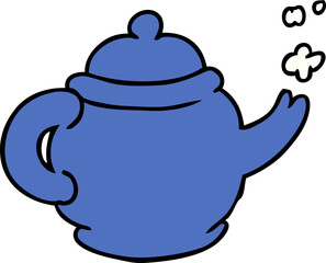 hand drawn cartoon doodle of a blue tea pot