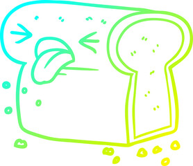 cold gradient line drawing of a cartoon disgusted loaf of bread