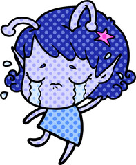 cartoon crying alien girl