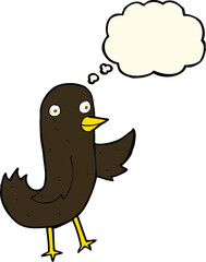 funny cartoon bird with thought bubble