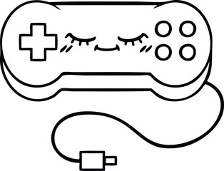line drawing cartoon of a game controller
