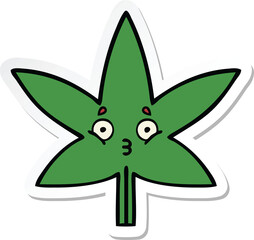 sticker of a cute cartoon marijuana leaf