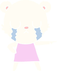 crying polar bear in dress pointing