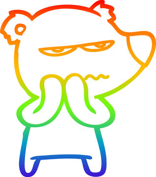 recommend clip art: rainbow gradient line drawing of a angry bear cartoon