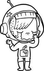 cartoon crying astronaut girl