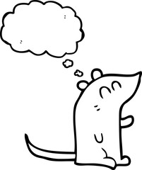 freehand drawn thought bubble cartoon mouse