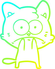Obraz premium cold gradient line drawing of a cartoon nervous cat