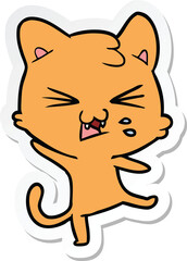 sticker of a cartoon hissing cat