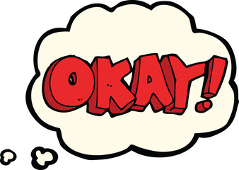 cartoon okay sign with thought bubble