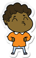 sticker of a cartoon man pouting