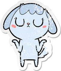 distressed sticker of a cute cartoon dog