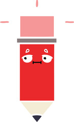 Obraz premium flat color retro cartoon of a pencil