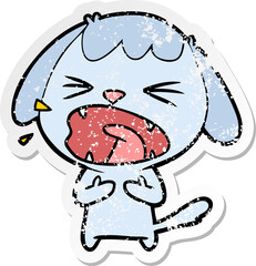 distressed sticker of a cute cartoon dog