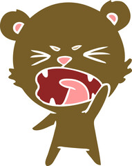 angry flat color style cartoon bear