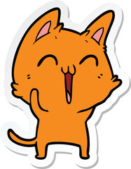 sticker of a happy cartoon cat